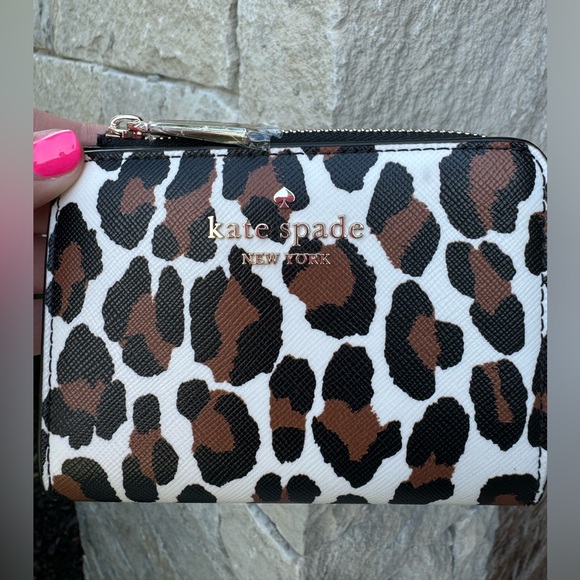 ✨ Brand New Kate Spade ♠️ Madison Spotted Leopard Small L-Zip Wallet ✨ - Picture 4 of 12